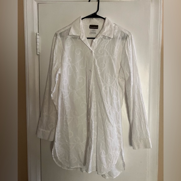 White Embroidered Long Sleeve Button Down - Picture 3 of 6